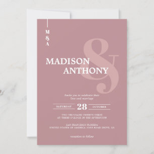 Invitation Rose moderne Pink Ampersand Script Mariage photo