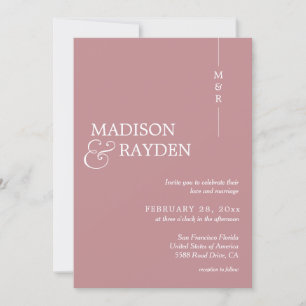 Invitation Rose moderne simple Dusty Monogram Mariage photo