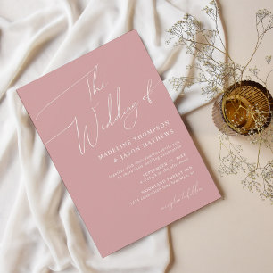 Invitation Rose moderne simple Dusty Pink Script Le Mariage