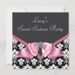 Invitation Rose Noir Damask Doux 16 Partie
