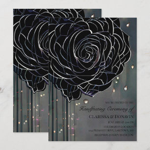Invitation Rose noir gothique Moody Élégant à la main