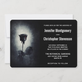 Invitation Rose noir moderne goutte de sang Mariage pétale de