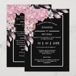 Invitation Rose noir pivoine floral foncé moy élégant nuit