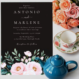 Invitation Rose noir roux Floral Automne Boho Mariage