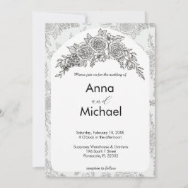 Invitation Rose noire et blanche