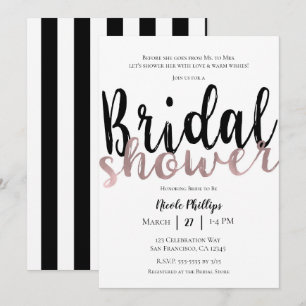 Invitation Rose noire et or moderne Bridal Shower Glamour
