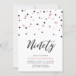 Invitation Rose noire or Simple Quatre-vingt-dix 90e Fête d'a