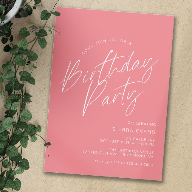 Invitation Rose non fiable | Moderne Script Girl N'importe qu (Créateur téléchargé)