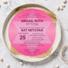 Invitation Rose Ombre Star of David Hebrew Nom Bat mitzvah