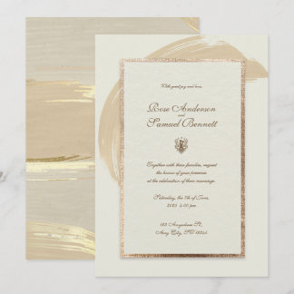 Invitation Rose or Aquarelle brosse pointes Mariage Invitat