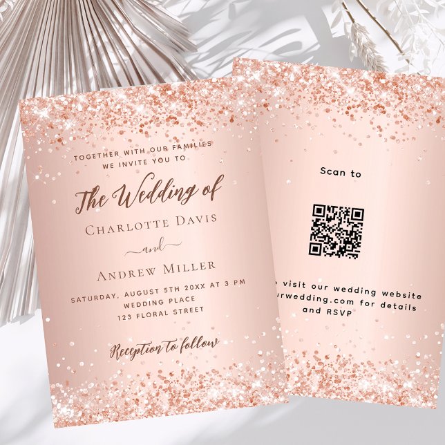 Invitation Rose or code QR RSVP détails mariage (Créateur téléchargé)