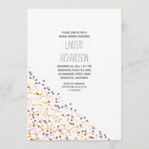 Invitation rose or et confetti marine