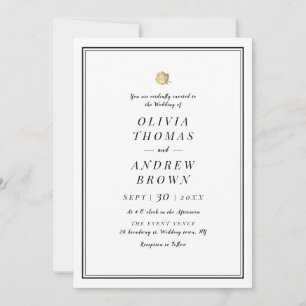 Invitation Rose or Faux noir et blanc minimaliste mariage