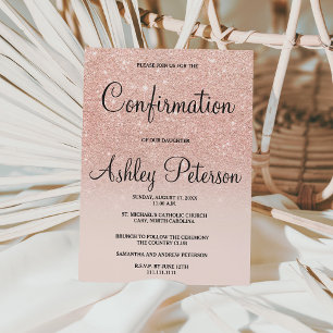 Invitation Rose or faux parties scintillant rose ombre confir