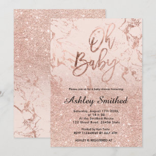 Invitation Rose or marbre parties scintillant rose ombre Oh b