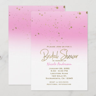 Invitation Rose & Or Moderne Glamour LANCEMENT DE MARIAGE Élé