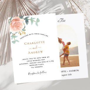 Invitation Rose or monogramme arche photo luxe mariage