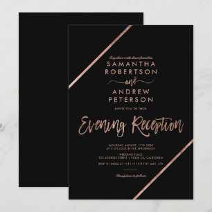 Invitation Rose or noir typographie soirée mariage