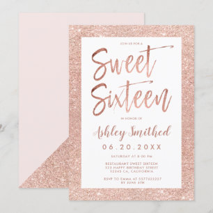 Invitation Rose or parties scintillant cadre rose vif sweet s
