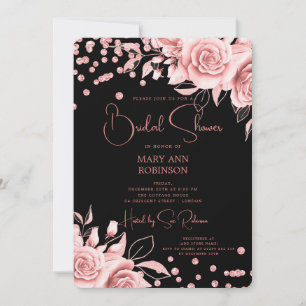 Invitation Rose or Parties scintillant Florale Fête des marié