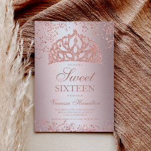 Invitation Rose or parties scintillant photo feuille couronne