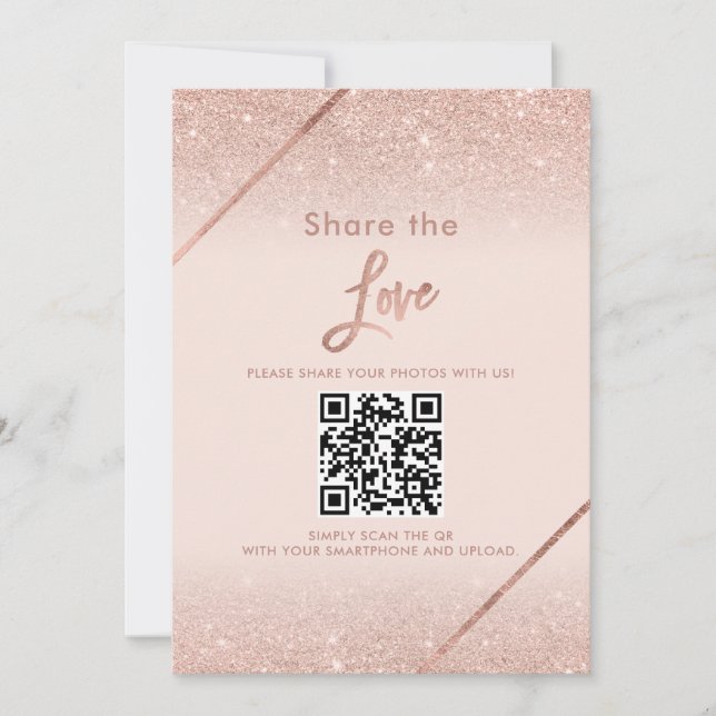 Invitation Rose or parties scintillant typographie blush rose (Devant)