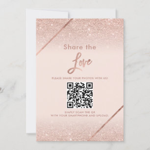 Invitation Rose or parties scintillant typographie blush rose