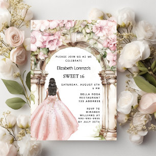 Invitation Rose or rose florale robe arc Sweet 16
