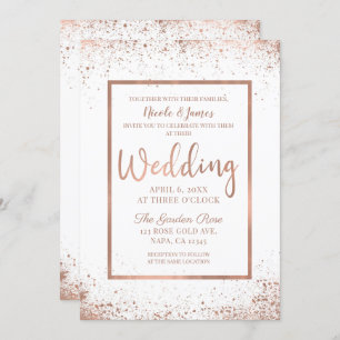 Invitation Rose or rose glam moderne chic Mariage