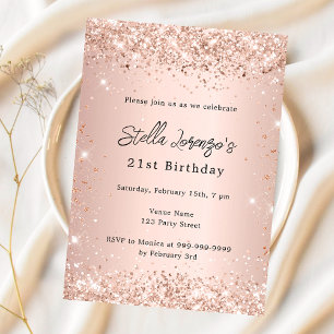 Invitation Rose or rose pâle confetti anniversaire