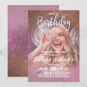 Invitation Rose or rose triple Parties scintillant Ombre phot