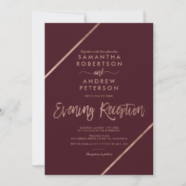 Invitation Rose or rouge typographie soirée mariage