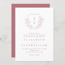 Invitation Rose Or simple cerisier Blossom Monogram Crest