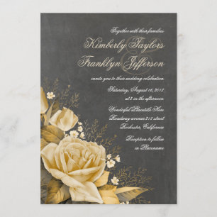 Invitation Rose or Vintage Chalkboard Floral Mariage de autom