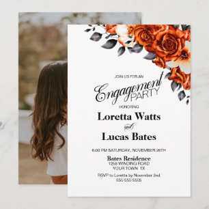 Invitation Rose orange brûlé Floral Photo Party