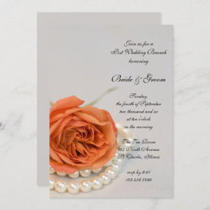 Invitation Rose orange et perles blanches Post Mariage Brunch