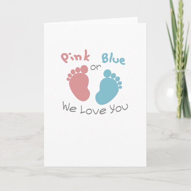 Invitation Rose ou Bleu Nous vous aimons Genre Reveal Baby sh (Devant)