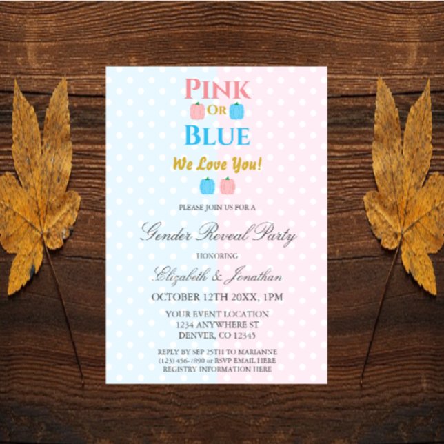 Invitation Rose Ou Bleu, On T'Aime ! Révélation de genre (Créateur téléchargé)