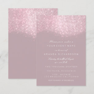 Invitation Rose Pailleté Mauve Gris Blanc Pastel Forma Élégan