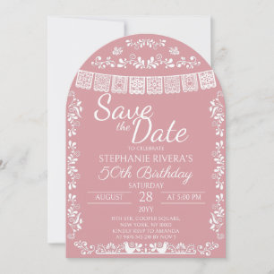 Invitation Rose Pâle Cielito Lindo Enregistrez la Date 50e An