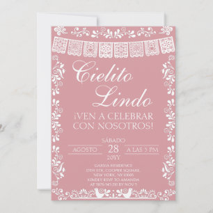Invitation Rose Pâle Cielito Lindo Fiesta Mexicaine