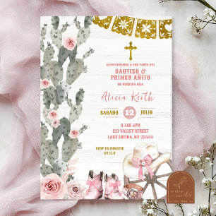 Invitation Rose Pâle Cowgirl Fille Espagnole Bautizo y Premie