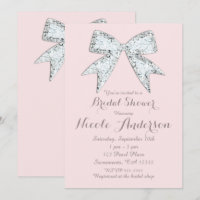 Rose Pâle Diamant Strass Arc Glamour Enterrement d