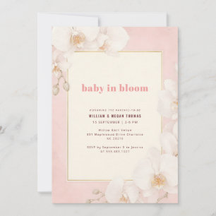 Invitation Rose Pâle Élégant Fleurissement d'Orchidée Baby Sh