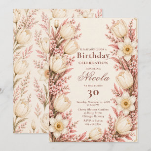 Invitation Rose Pâle Et Champagne Anniversaire