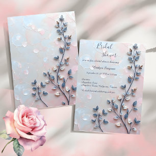Invitation rose pâle et tonalité perle mariage de la branche