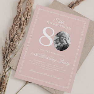 Invitation Rose Pâle Fête d'anniversaire surprise pour 80 a