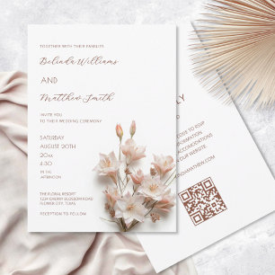 Invitation Rose Pâle Fleurs 3D Modernes