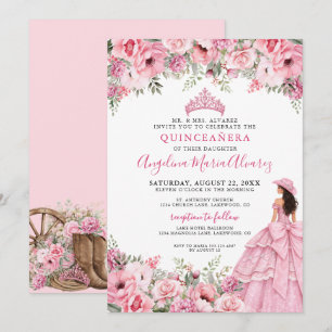 Invitation Rose Pâle Floral Country Cowgirl Quinceanera