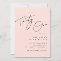 Rose pâle | Modern Script Girly 21e anniversaire